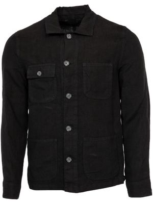 120% Lino linen shirt jacket - Black