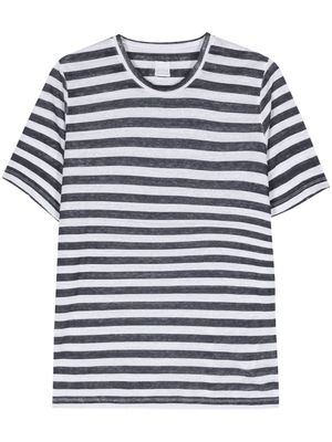 120% Lino linen striped T-shirt - White