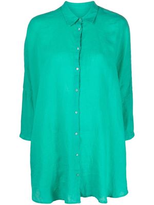 120% Lino long-sleeved linen shirt - Green