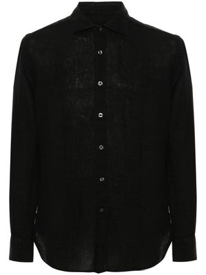 120% Lino long-sleeves linen shirt - Black
