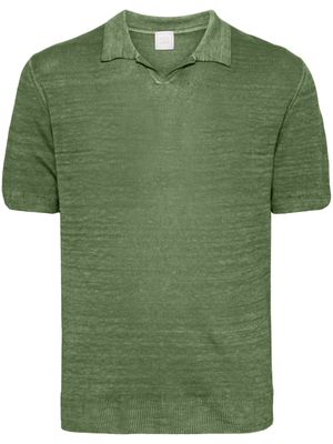 120% Lino mélange linem polo shirt - Green