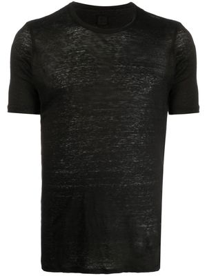 120% Lino mélange short-sleeve T-shirt - Black