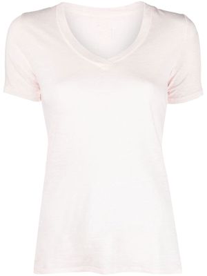120% Lino mélange V-neck T-shirt - Pink