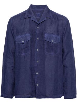 120% Lino notched-collar linen shirt - Blue