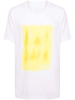 120% Lino paint-print linen T-shirt - White