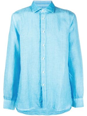 120% Lino plain linen shirt - Blue