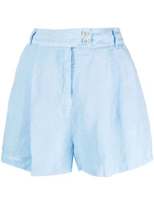 120% Lino pleated linen shorts - Blue