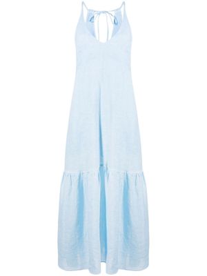 120% Lino plunge-style linen maxi dress - Blue
