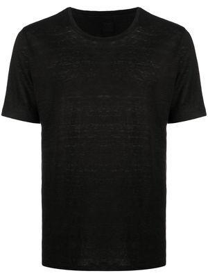 120% Lino round-neck linen T-shirt - Black