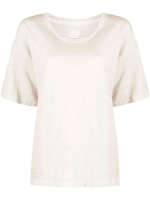 120% Lino round-neck linen T-shirt - Neutrals