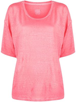 120% Lino scoop-neck linen T-shirt - Pink