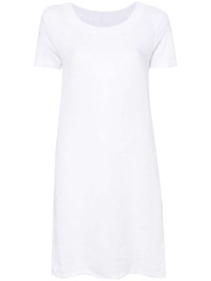 120% Lino short linen T-shirt dress - White