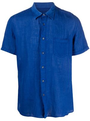 120% Lino short-sleeve linen shirt - Blue
