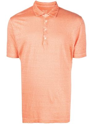120% Lino short-sleeved linen polo shirt - Orange