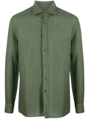120% Lino spread-collar linen shirt - Green