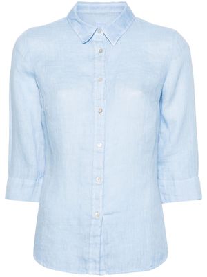 120% Lino three-quarter sleeve linen shirt - Blue