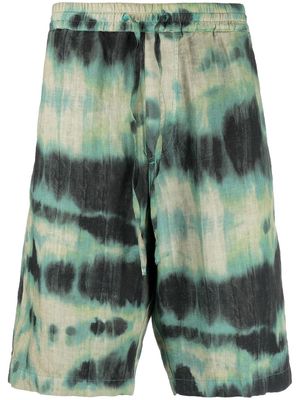 120% Lino tie-dye print bermuda shorts - Green