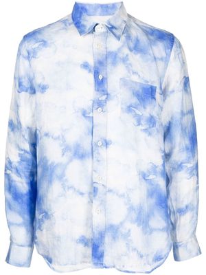 120% Lino tie-dye-print linen shirt - Blue
