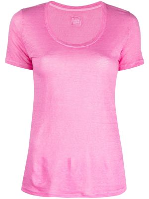120% Lino U-neck linen T-shirt - Pink