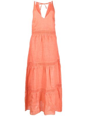 120% Lino V-neck sleeveless maxi dress - Orange