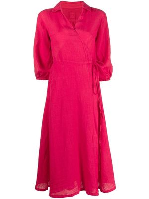 120% Lino wrap-around linen dress - Pink