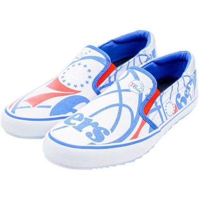 1221 Footwear Men's White Philadelphia 76ers Slip-On Canvas Shoes