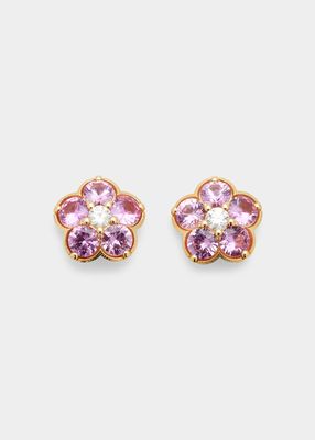 12mm Wild Child Stud Earrings with Diamonds and Pink Sapphires