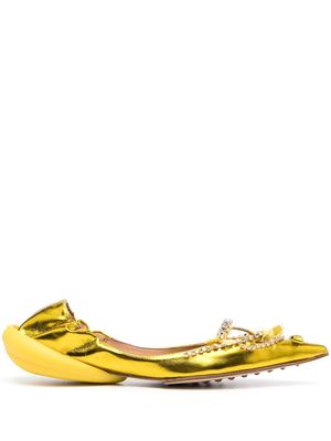 13 09 SR metallic pointy-tip ballerina flats - Yellow