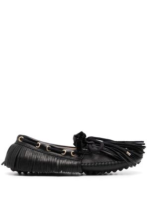 13 09 SR Puli fringe-detail leather loafers - Black