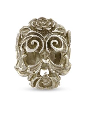 13 LUCKY MONKEY Lourdes floral skull ring - Silver