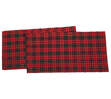 13" x 72" Red Black Plaid Table Runner by Valer ie