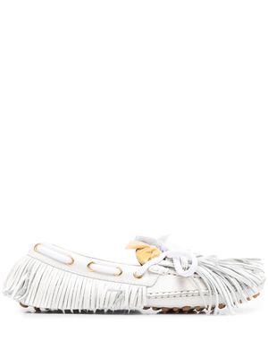 1309sr Pulwhi fringed leather loafers - White