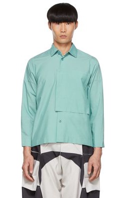 132 5. ISSEY MIYAKE Green Polyester Shirt