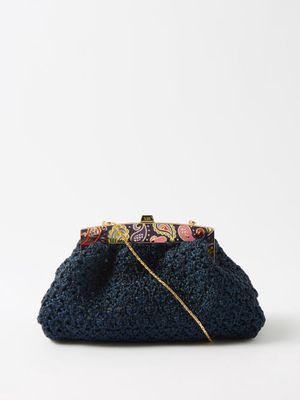 13bc - Paisley Enamelled Knit Clutch Bag - Womens - Navy Multi
