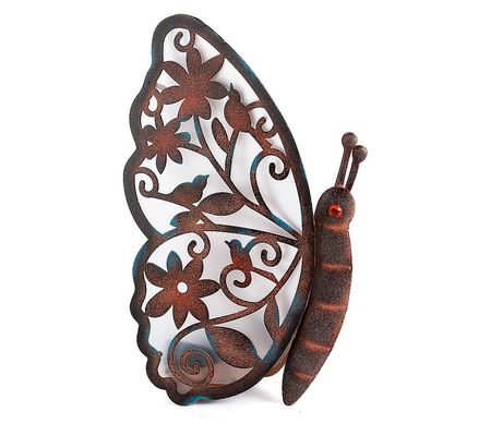 14.57 in Solar Color Changing Metal Butterfly b y Garden Meadow