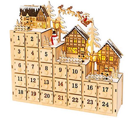 14.9-in L Lighted Wood Village Advent Calendar by Gerson Co