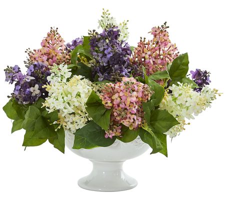 14" Lilac Arrangement in White Vase by Nearly N atural
