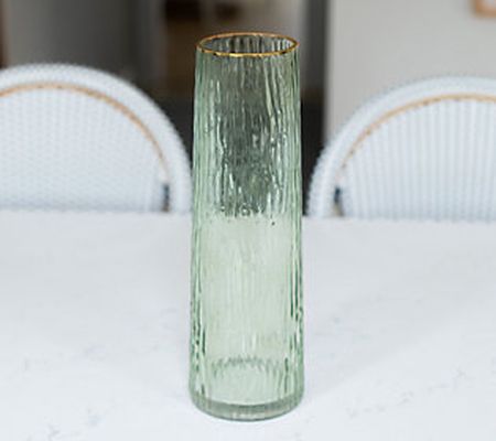 14" Textured Gold Rimmed Glass Vase by Lauren McBride