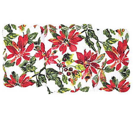 14" x 51" Poinsettia Berries Table Runner by Va lerie