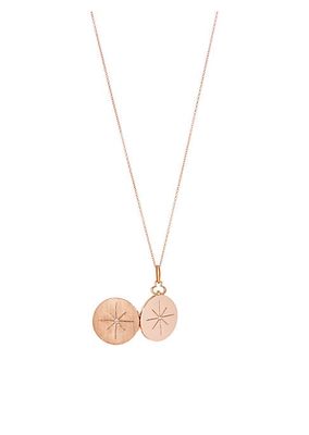 14K & 18K Rose Gold & Diamond Small North Star Small Double Sided Locket Necklace