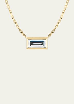 14K Baguette Bezel Diamond Solitaire Necklace