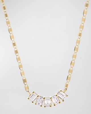 14k Curved Emerald-Cut Diamond Necklace