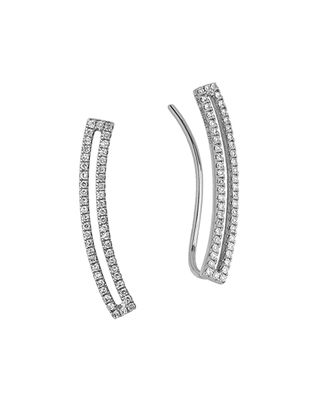 14k Curved Open Bar Diamond Earrings