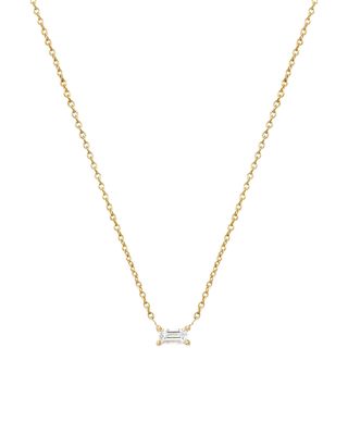 14k Diamond Baguette Prong Necklace