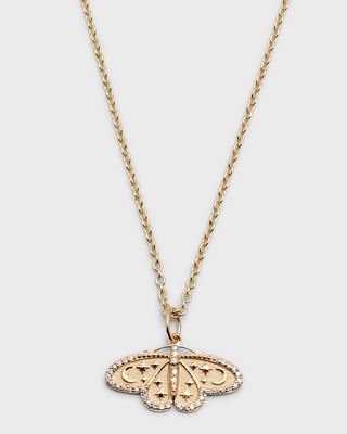 14k Diamond Celestial Moth Pendant Necklace