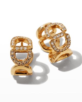 14k Diamond Chain-Link Huggie Earrings