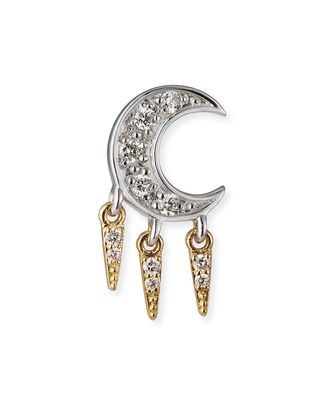14k Diamond Crescent Moon Fringe Earring, Single, Right