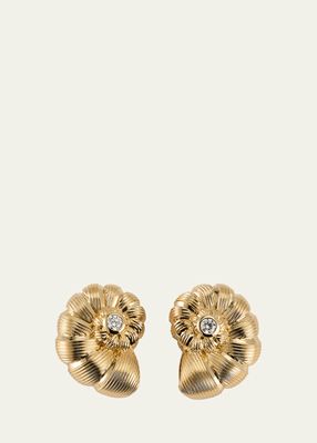 14K Diamond Large Nautilus Stud Earrings