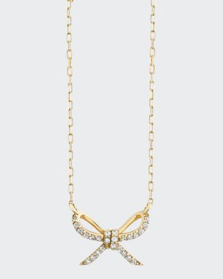 14k Diamond Pave Bow Pendant Necklace
