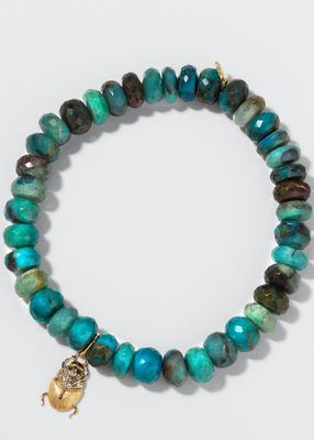 14k Diamond Scarab Chrysocolla Bracelet